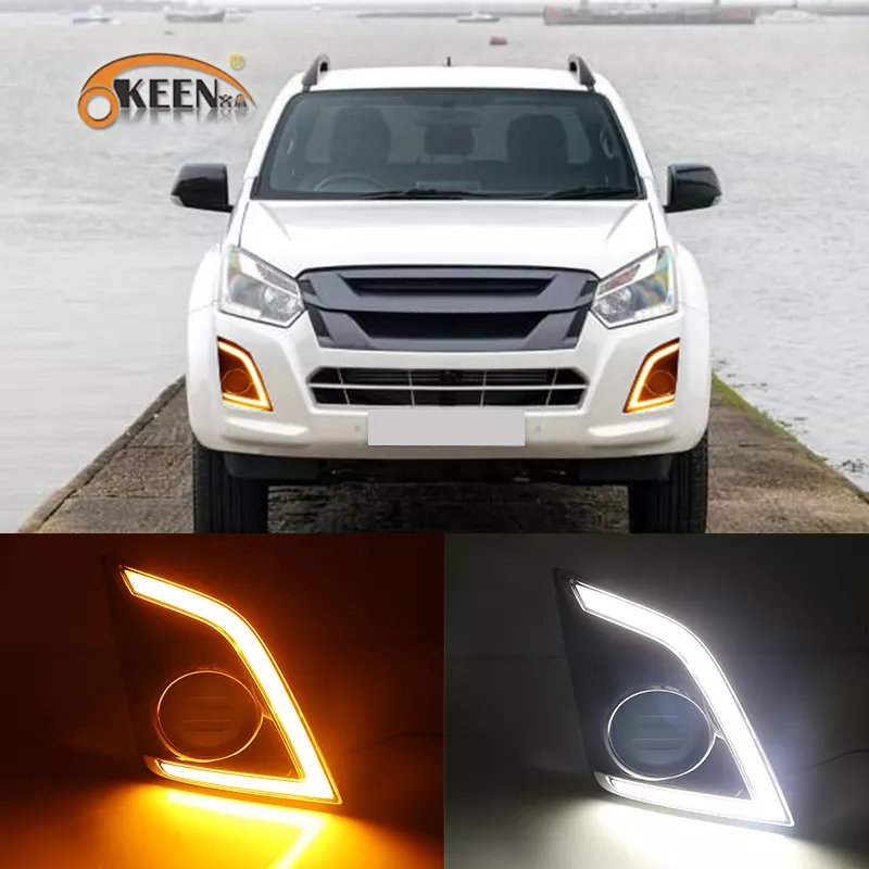 KEEN for 2016 2017 2018 ISUZU D-MAX Dmax LED DRL 12V daylight white amber turn signal pickup daytime running fog lamp Cover LED