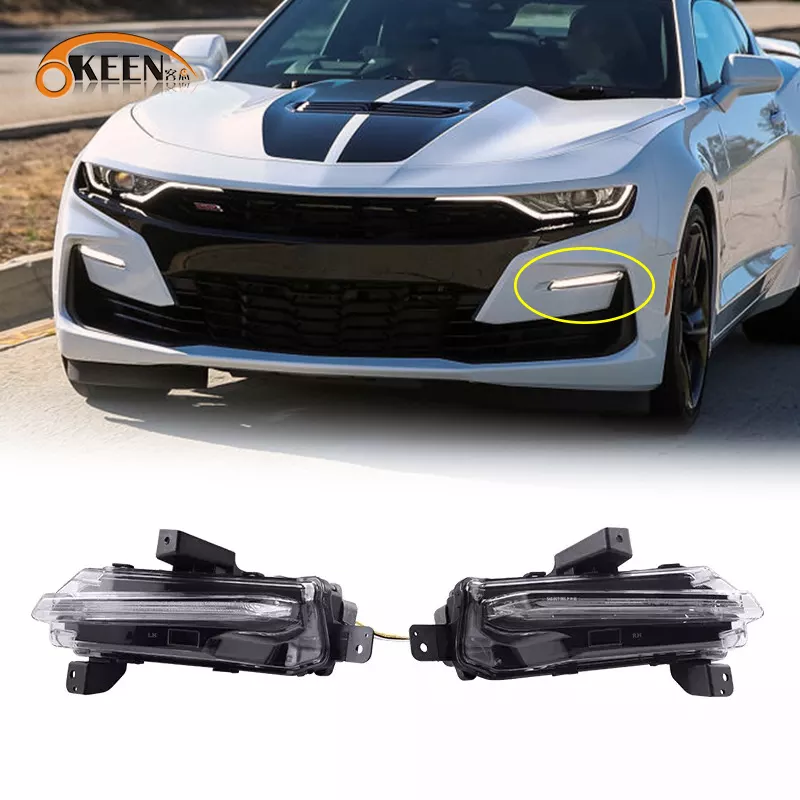 KEEN 12V New LED DRL for DRL For Chevrolet Camaro 2019 2020 2021 Daytime Running Light with Flow Turn Signal Fog Lamp Head Light