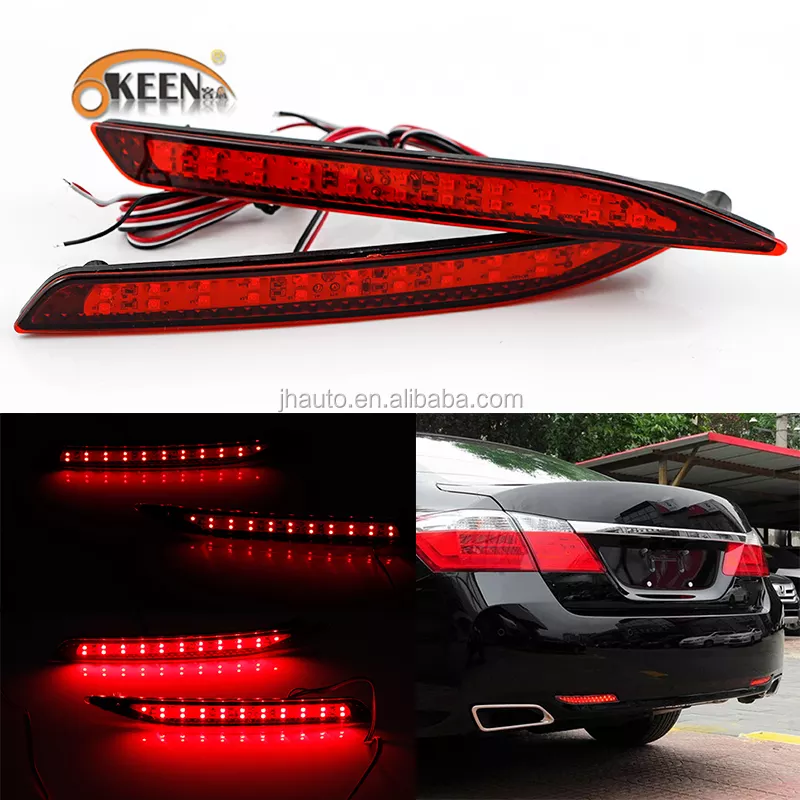 KEEN 12V High Power LED Tail Lamps For Honda Accord 9th 2014 2015 2016 Red Warning Brake light Rear Bumper Reflector Light