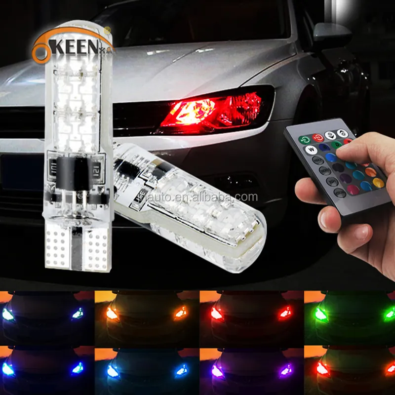 KEEN wholesale 12V LED bulb 5050 6smd t10 RGB silicone bulbs car led interior light with RF remote for decoration