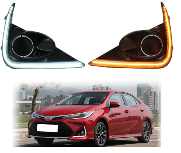 KEEN 12 Car LED DRL for Toyota Corolla X 2021 2022 2023 Fog Lamp Cover Lamp Daytime Running Lights Flow Turn Signal Light
