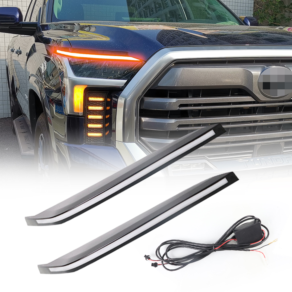 KEEN Headlamp Eyebrow DRL for Toyota Sequoia Tundra 2022 2023 Daytime Running Lamp with Flow Turn Signal Headlight Eyelids Led