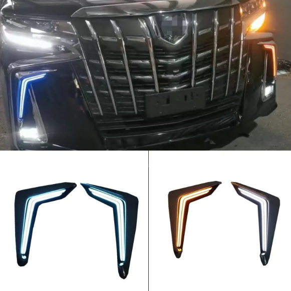 KEEN 12V Daytime Running Light for Toyota Alphard 2018 2019 Led DRL with Flow Turn Signal Auto Car Fog Lamp