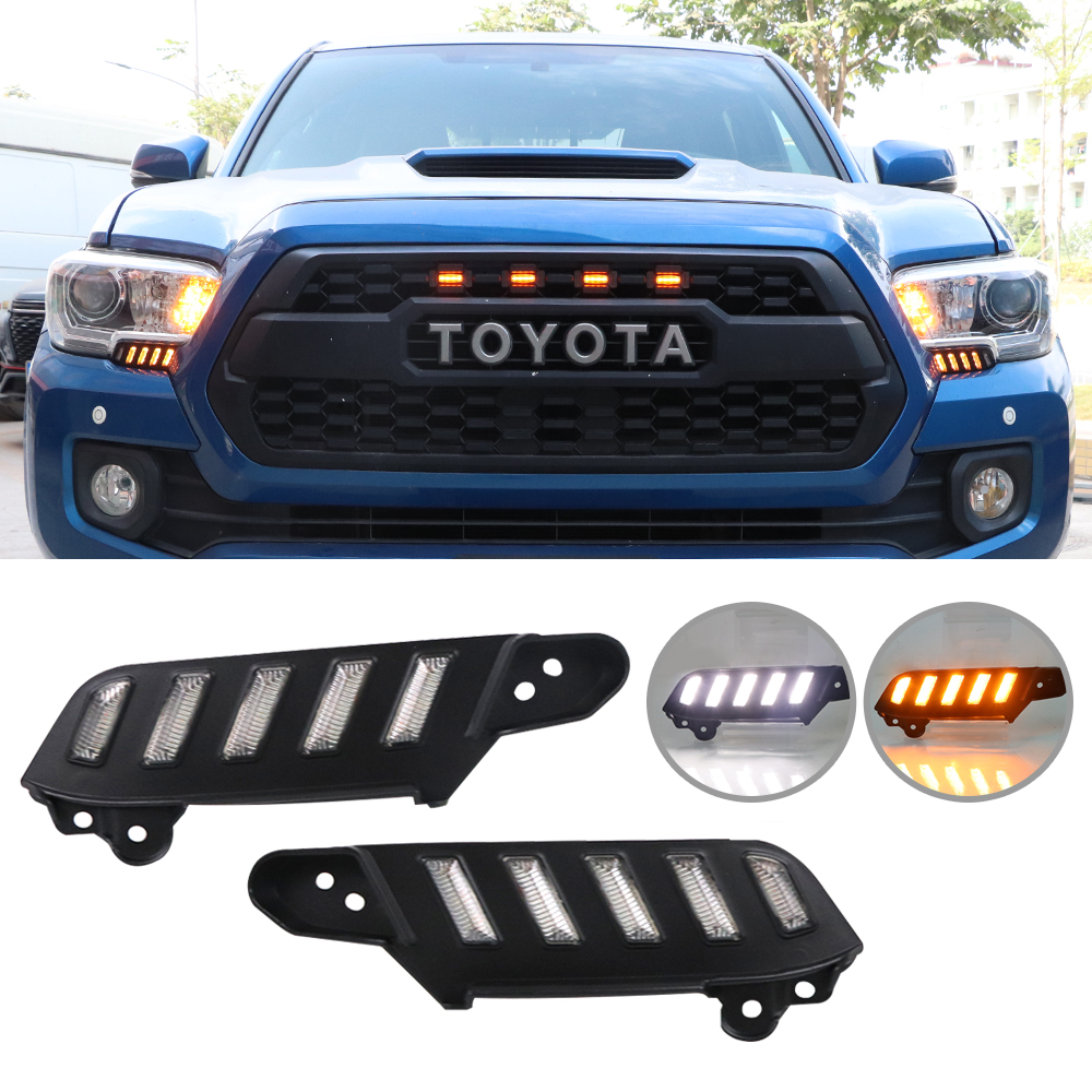 KEEN New Led DRL for Toyota Tacoma 2016-2020 Start-scan Daytime Running Light with Dynamic Turning Lamp Car Fog Lights Headlight