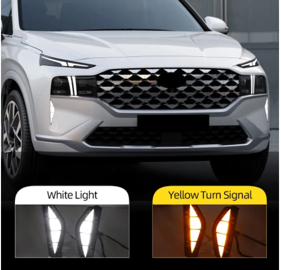 KEEN Auto LED DRL Daytime Running Light for Hyundai Santa Fe 2021 Santafe Fog Lamp Cover LED with Turning Signal