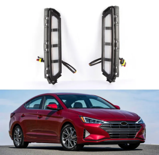 KEEN 12V Car Daytime Running Light for 2019 2020 2021 Hyundai Elantra LED DRL Fog Lamp Cover LED Auto Turning