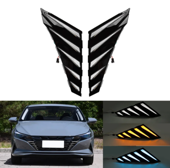 KEEN New Daylight for Hyundai Elantra 2020 2021 Streamer Front Grille LED DRL Head Fog Lamp Yellow Turning