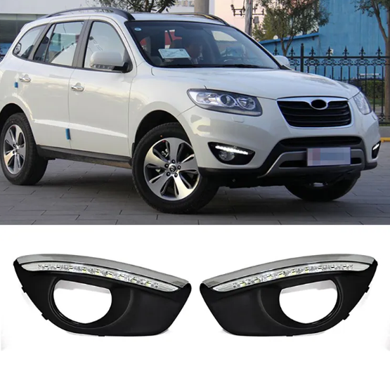 KEEN Waterproof LED DRL Daytime Running Light Fog Lamps Signal Light For Hyundai Santa Fe 2010 2011 2012