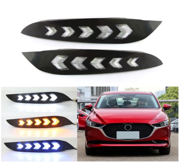 KEEN Car Parts Led DRL for Mazda 3 AXELA 2019 2020 Start-scan Daytime Running Lamp with Flow Turn Signal Fog Light Head Lights