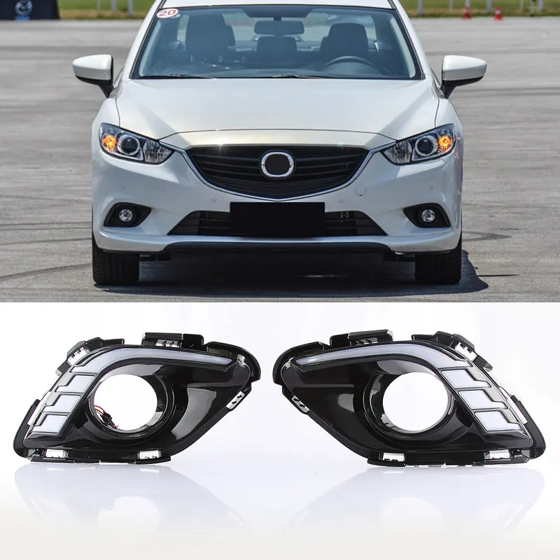 KEEN 12V Daylight LED for MAZDA 6 ATENZA 2013-2016 Fog Lamp Cover LED DRL Turn Signal Lights Auto Headlight