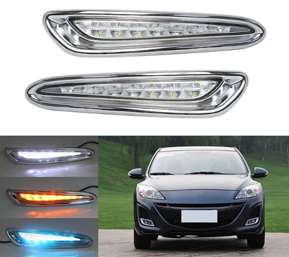 KEEN 12V LED Super Bright Car LED Daytime Running Light For Mazda 3 Axela 2011 2012 2013 DRL White Fog Lamp Cover Light