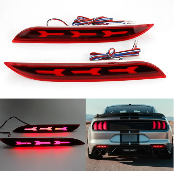 KEEN 12V Start-scan Rear Bumper Light for Ford Mustang 2015-2021 Turn Signal Tail Lamp Rear Strobe Brake Parking Reflector Light