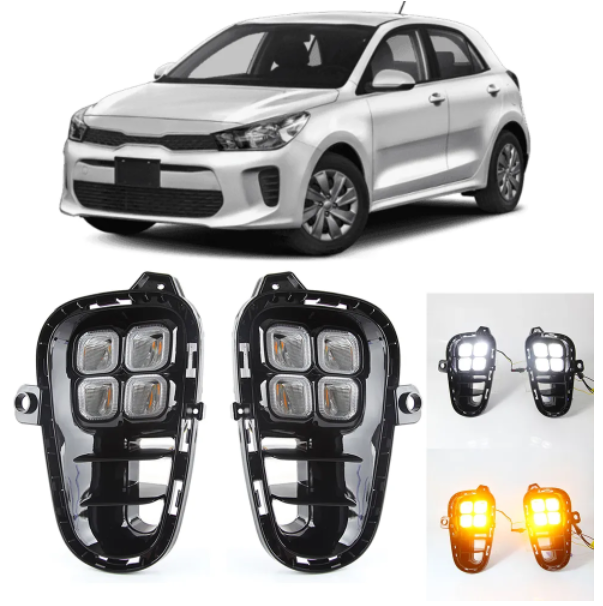 KEEN New Car LED DRL for Kia RIO K2 2018 2019 12V Daytime Running Light with Turning Signal Fog Lamp