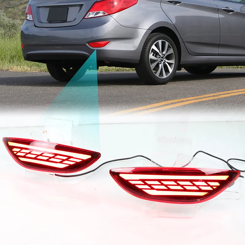 KEEN Led Rear Bumper Light for Hyundai Accent Verna Brio Solaris 2012-2016 Tail Lamp Flow Turn Brake Parking Lights Reflectors
