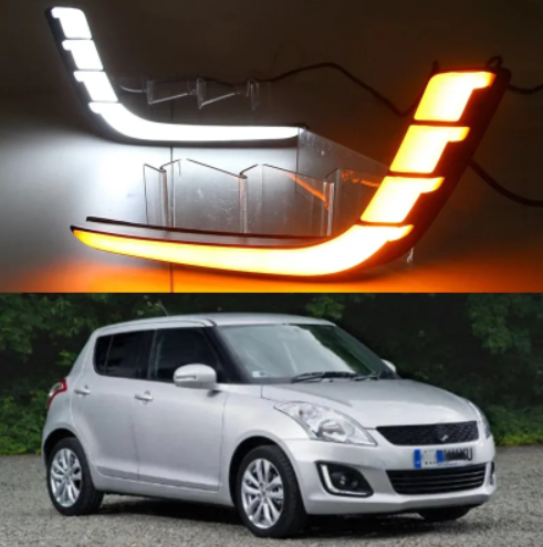 KEEN LED DRL Headlight for Suzuki Swift 2013-2016 Daytime Running Light With Yellow Flow Turn Signal Fog Lamp