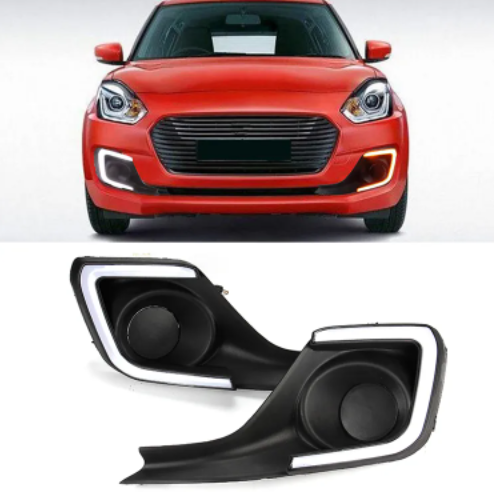 KEEN White and Amber Car LED DRL Daytime Running Light for Suzuki Swift 2018 2019 with Turning Signal DC 12V Fog Lamp Cover
