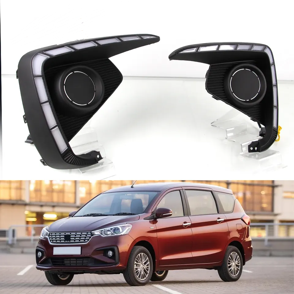 KEEN White and Amber Car LED DRL Daytime Running Light for Suzuki Ertiga 2019 2020 with Turning Signal DC 12V Fog Lamp Cover