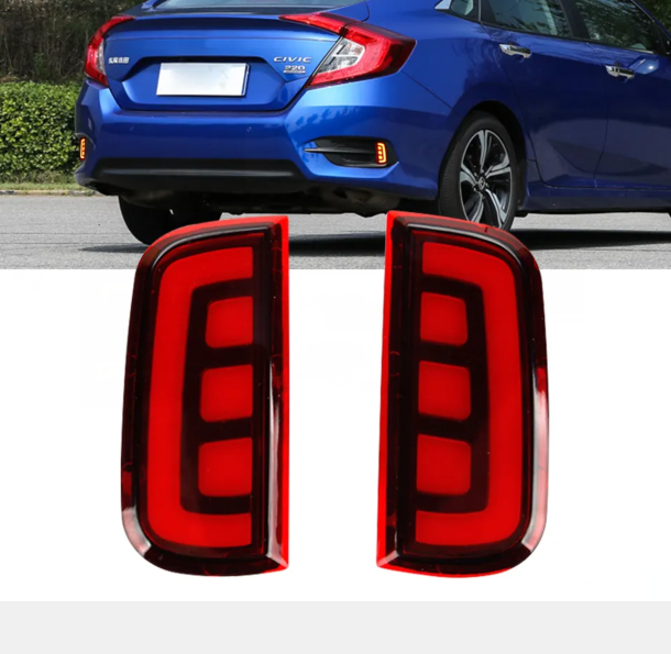 KEEN Rear Bumper Light for Honda Civic 2016 Tail Lamp Brake Warning Led Reflector Lights Rear Fog Lamp