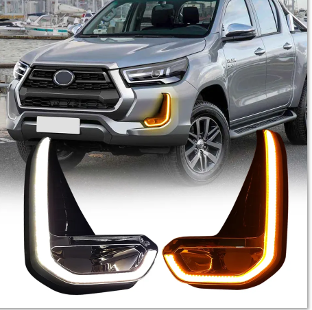 KEEN Auto Daytime Running Light for Toyota Hilux Revo 2020-2021 LED DRL Yellow Turn Signal 12V Fog Light Cover LED