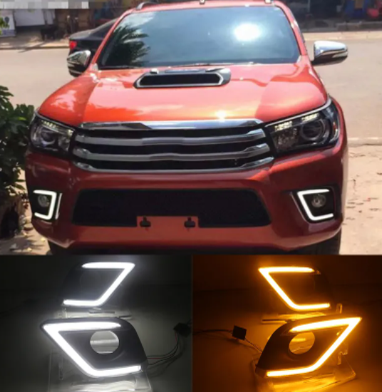 KEEN for 2015 2016 Hilux REVO Car LED DRL 6000K White amber Waterproof 12V DRL led daylight fog light led headlight
