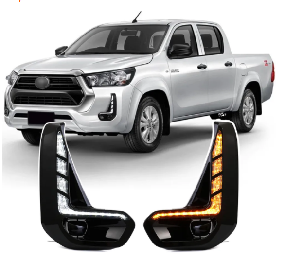 KEEN Super Bright Car Led Daytime Running Lights White Flow Yellow Turn Signal For 2020 2021 HILUX DRL LED Fog Lamp Cover Bulb