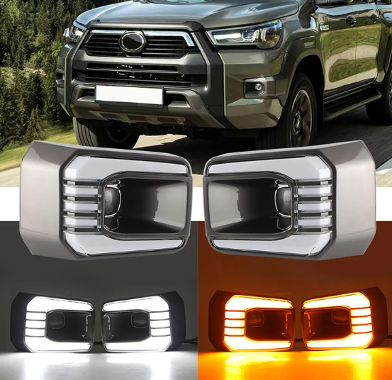 KEEN New 12V Led Car Specific Daytime Running Light For 2020 2021 HILUX ROCCO DRL White With Amber FlowTurn Signal Light