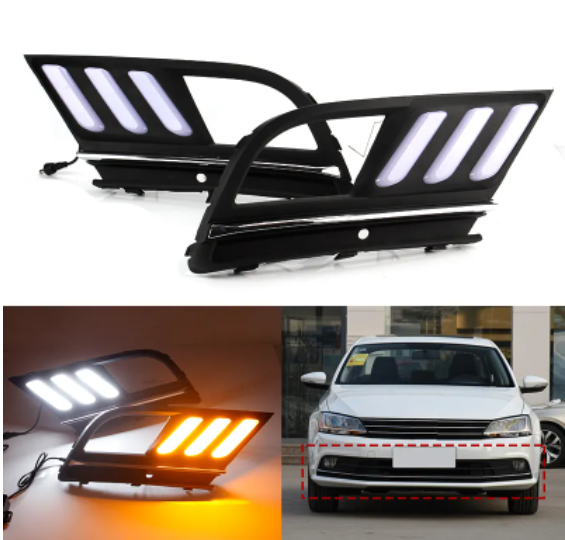 KEEN LED Daytime Running Lamp for VW Jetta Mk6 Sagitar 2016 2017 2018 Car LED DRL Fog Lamp Cover Headlight
