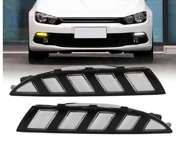 KEEN Factory Supply LED DRL for VW Volkswagen Scirocco R 2010-2013 Daytime Running Light Driving Fog Lamp Flow Turning Headlamp