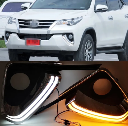 KEEN New Design LED Daytime Running Light DRL for Toyota Fortuner 2015-2018 Driving Fog Lamp Cover led Turn Signal Headlight