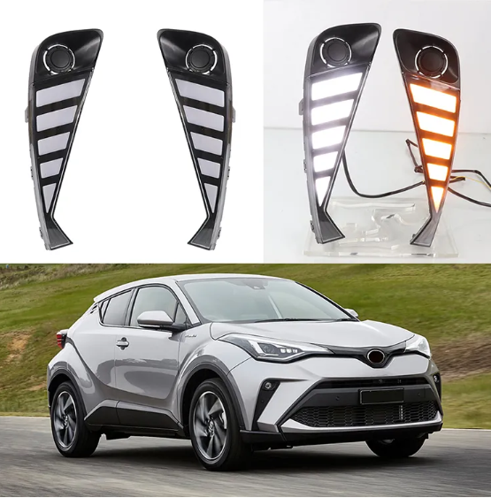 KEEN New 12V LED DRL for Toyota CHR 2020 Daytime Running Light Headlight Flow Turning Fog Lamp Cover Lights