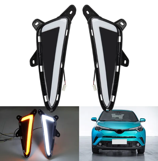 KEEN 12V Car LED Daylight for 2017-2018 Toyota CHR LED DRL Yellow Turning Fog Light Cover Lamp Headlight