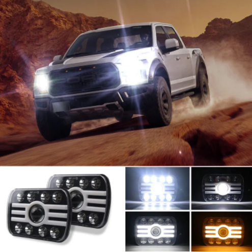 KEEN 5x7 Square led Headlight Hi/Lo Beam Car Offroad Truck Car Led Work Light with Amber Turn Signal Headlamp 12-80V