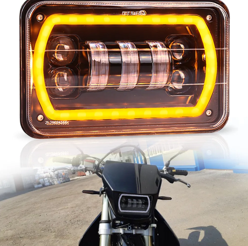 KEEN 4X6 Inch 12-80V Amber Turn Signal LED Headlight for Motorcycle Car Jeep Offroad DRL Work Light Hi/Lo Beam Headlight