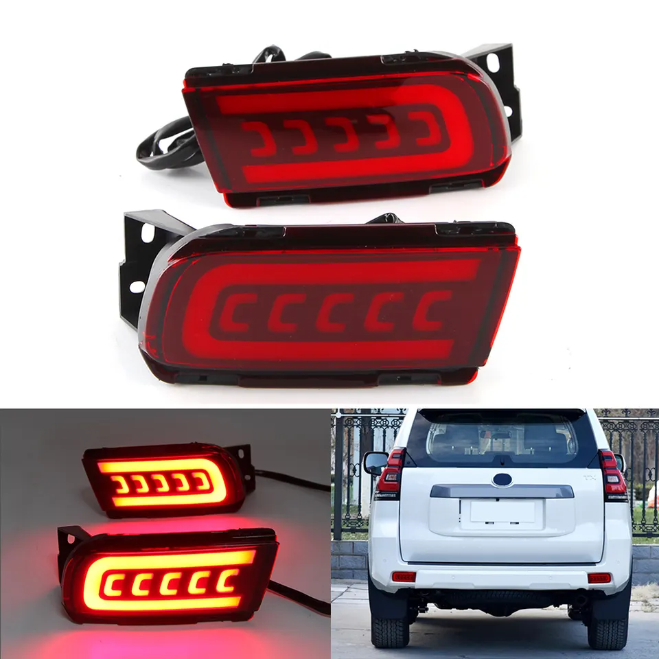 KEEN Car Tail light for 2010-2020 Toyota PRADO Rear Bumper Reflectors led Brake Parking Lamp with Flow Turn signal