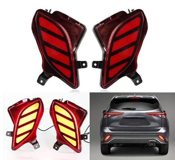 KEEN 12V Car Three Functions Rear Bumper Reflectors Light for Toyota Highlander 2021 Tail Lamp with Turn Brake Lights