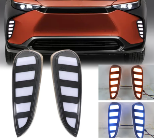 KEEN New Led DRL for Toyota BZ4X 2022 2023 Daylight Driving Fog Lights with Start-scan Flow Turn Signal Daytime Running Lamp