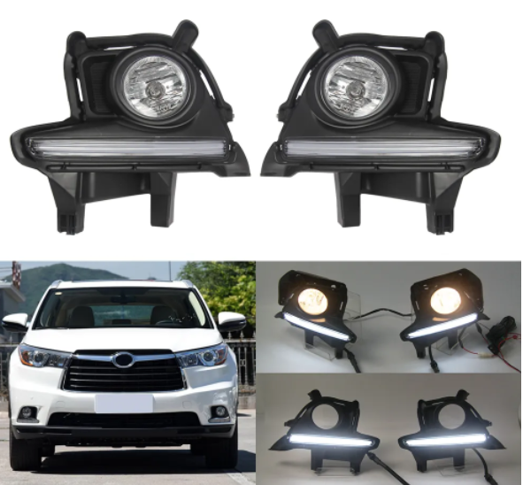 KEEN led Drl Fog Light for Toyota Highlander 2014-2017 Daytime Running Lamp Driving Foglight Auto Head Lamps