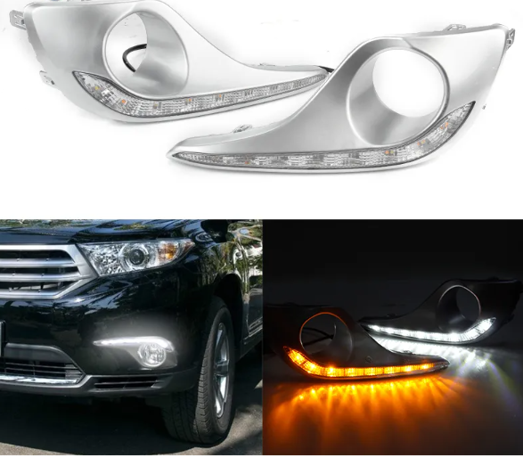 KEEN LED DRL for Toyota Highlander 2011 2012 2013 Daytime Running Lamp with Turn Signal Fog Lights Auto Headlights