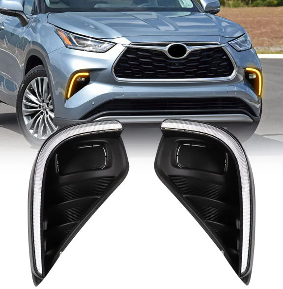 KEEN 12V Car LED Daytime Running Light for Toyota Highlander 2020 2021 2022 DRL with Turn Signal Driving Fog Lamp