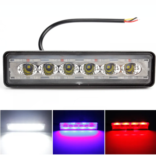 KEEN 18W Led Work Light Bar Red Blue White Flash Offroad Headlight Bars Spotlight ATV Truck Tractor Warning DRL Fog Lamp