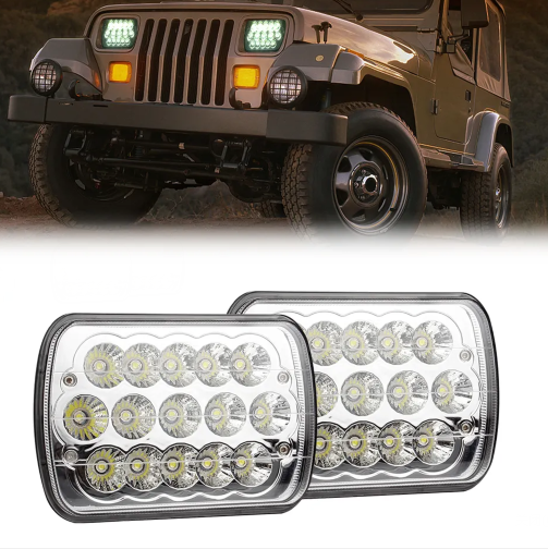 KEEN 7 Inch Square 45W LED Headlight for Jeep Wrangler Hi/low Beam Offroad Truck Car SUV ATV Work Lights 12-60V