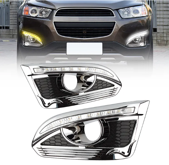 KEEN 12V Daytime Running Light for Chevrolet Captiva 2015-2017 Start-scan LED DRL Driving Fog Lamp with Yellow Flow Turning