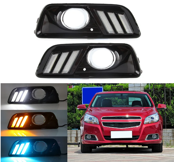 KEEN Auto Led Daytime Running Light for Chevrolet Malibu 2011-2013 2014 2015 DRL with Flowing Turn Signal Fog Lamp Cover Lights