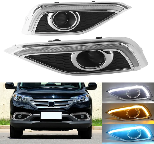 KEEN 12V Waterproof DRL for Honda CRV 2014-2016 LED Daytime Running Light With Amber Turn Signal Car Fog Lamp