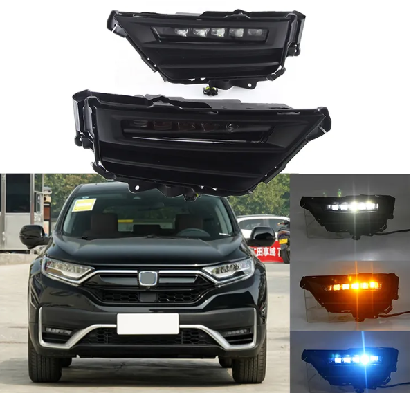 KEEN LED DRL For CRV 2021 With Turning Signal Light Fog Lamp three functions With Yellow/Blue Light Daytime Running Light
