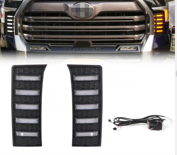 KEEN Headlamp Eyebrow DRL for Toyota Sequoia Tundra 2022 2023 Daytime Running Lamp with Flow Turn Signal Headlight Eyelids Led