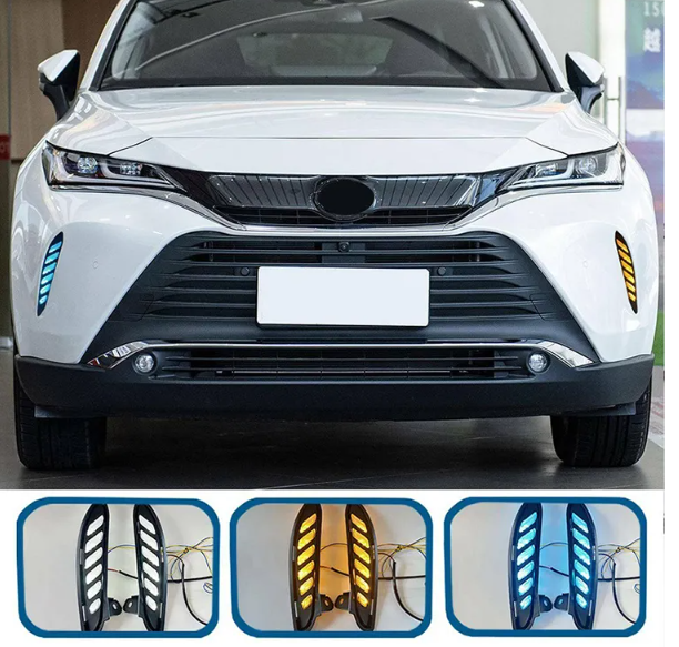 KEEN 12v Daytime Running Light for Toyota Harrier Venza 2020-2022 Start-scan DRL Driving Fog lights with Flow Turning Headlight