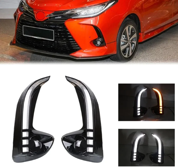 KEEN New Daytime Running Lamp for Toyota Vios YARIS 2021 2022 LED DRL Fog Lamp Yellow Turning Headlight
