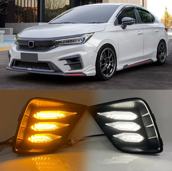 KEEN 12V Led Car Light DRL for Honda City 2020 2021 Daytime Running Light Fog Lamp Dynamic Turning Signal led