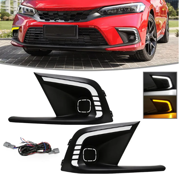 KEEN led DRL for Honda Civic 11th 2021 2022 Start-scan Daytime Running Light with Flow Turn Signal Driving Fog Lamp Head Lights